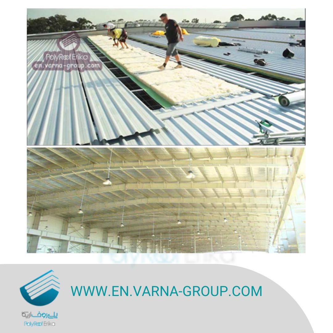 Glass wool roof insulation